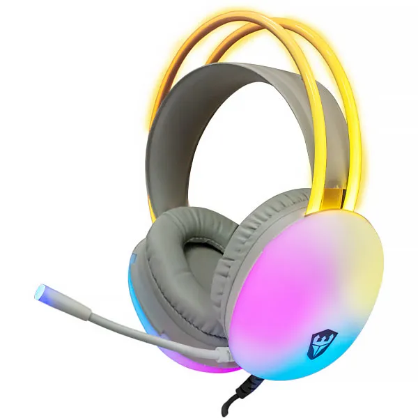 FONE SATELLITE GH-554 RGB USB C/MICROFONE ARCO BRANCO/CINZA