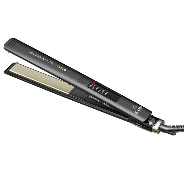 Chapinha para Cabelo GAMA Elegance LED Gold 230 °C Bivolt - Preto/Dourado