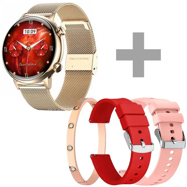 RELOGIO G-TIDE ROMANCE LADY TIME AMOLED SMART WATCH DOURADO +BOLSA