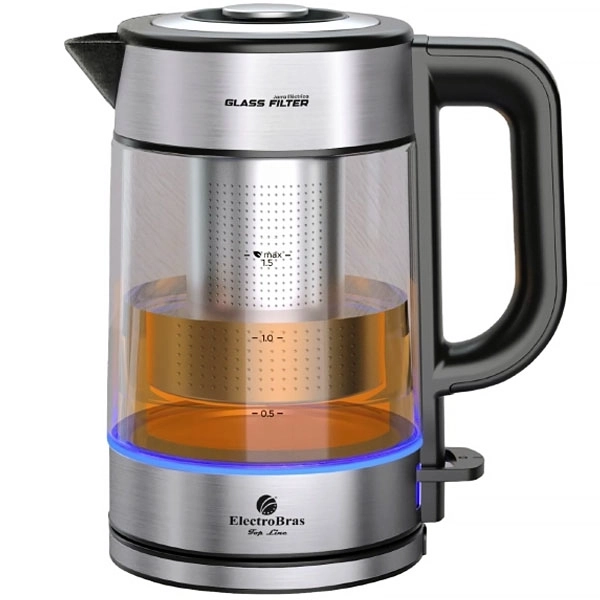 Jarra Eléctrica ElectroBras Glass Filter EBJE-06 2.200 watts 1.7 Litros 220V ~ 50/60 Hz - Plata/Negra