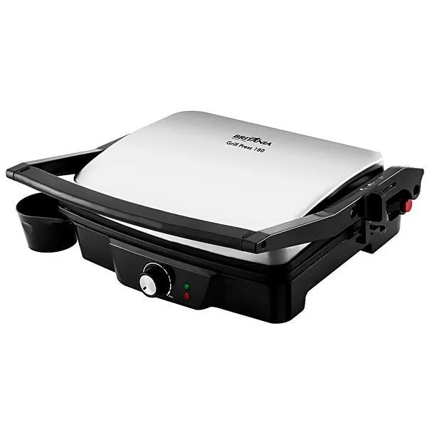 Grill Britânia Press 180 1.830 watts com Abertura 180° 220V ~ 50/60 Hz - Prata/Preto