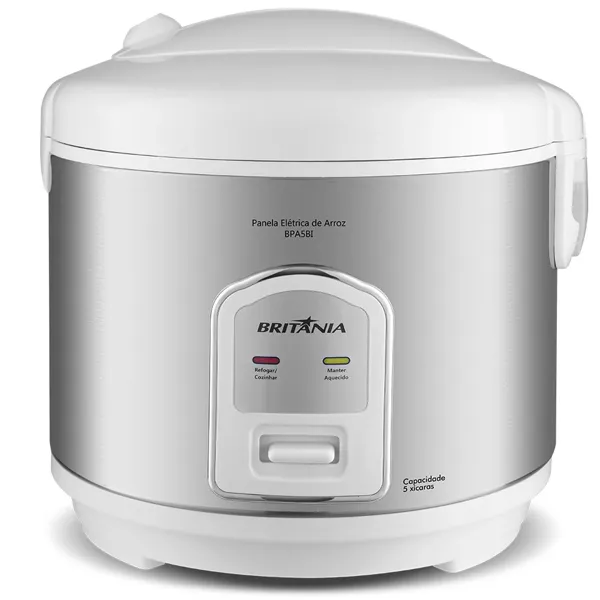 Olla Eléctrica de Arroz Britânia BPA5BI 400 watts para 5 Tazas 220V ~ 50/60 Hz - Blanca/Plata