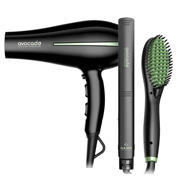 KIT BELEZA GAMA AVOCADO SECADOR+CHAPA+ESCOVA 220V/50/60HZ PRETO/VERDE