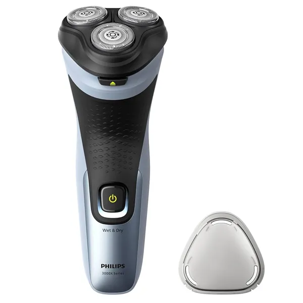 BARBEADOR PHILIPS X3063 3CABECAS RECARREGAVEL 2V PRETO/AZUL CLARO