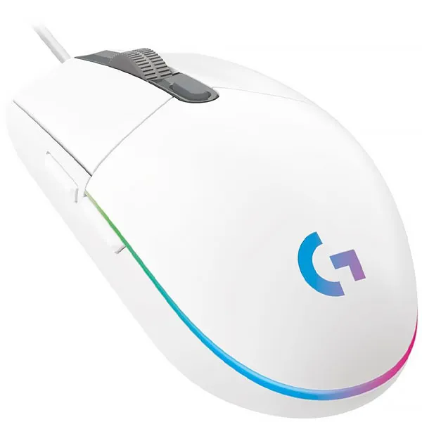 Mouse Gaming Logitech G203 USB até 8.000 DPI com Backlight RGB - Branco