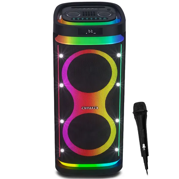 Caja de Sonido Aiwa AWPOH6D 2 de 10" 1.000 watts P.M.P.O con Bluetooth/USB y Radio FM - Negro