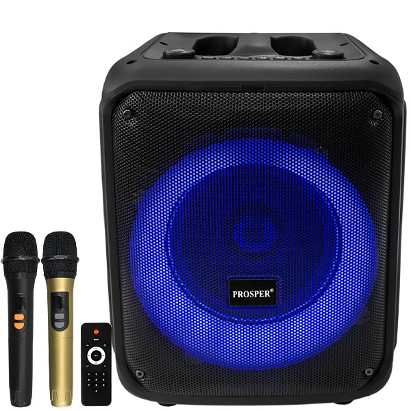 CAIXA KARAOK PROSPER P1818 USB BLUETOOTH 2MICROFONE 5000WATTS 2V PRETO