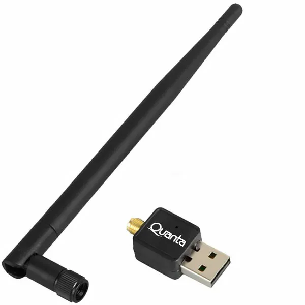 ADAPTADOR USB WIFI QUANTA QTAA150 C/ANTENA 150MB PRETO