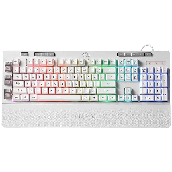 Teclado Gaming Redragon Shiva K512W-RGB Inglés USB con Backlight RGB - Blanco