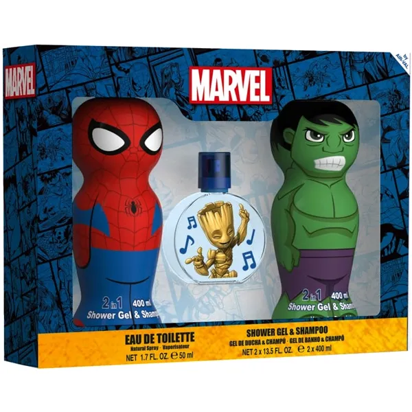 PERFUME INFANTIL MARVEL GROOTH EDT50+GEL SPIDERMAN+HULK400 KIT(092836)