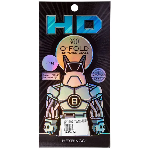 PELICULA VIDRO S/MARCA IPHONE 16/15 HD TEMPERED TRANSP/PRETO