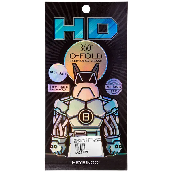 PELICULA VIDRO S/MARCA IPHONE 16 PRO HD TEMPERED TRANSP/PRETO
