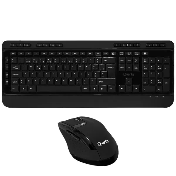 Kit Teclado Sem Fio Quanta QTKTM1600 Português + Mouse 1.600 DPI - Preto