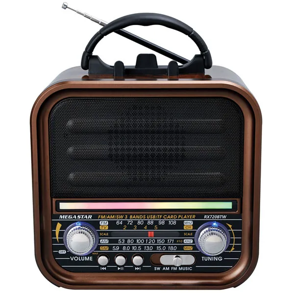 RADIO PORTATIL MEGASTAR RX720BTW FM AM SW USB BLUETOOTH 2V MARROM/PRET