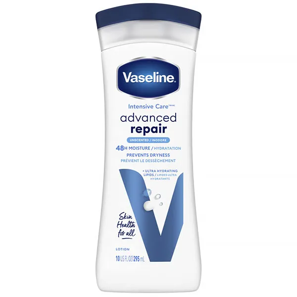 LOCAO VASELINE ADVANCED REPAIR UNSCENTED INODORE CORPO 295ML(84008)