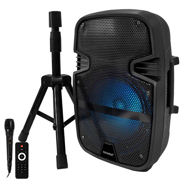 CAIXA KARAOK PROSPER P1086 USB BLUETOOTH 1MICROFONE 8000W 2V PRETO+TRI
