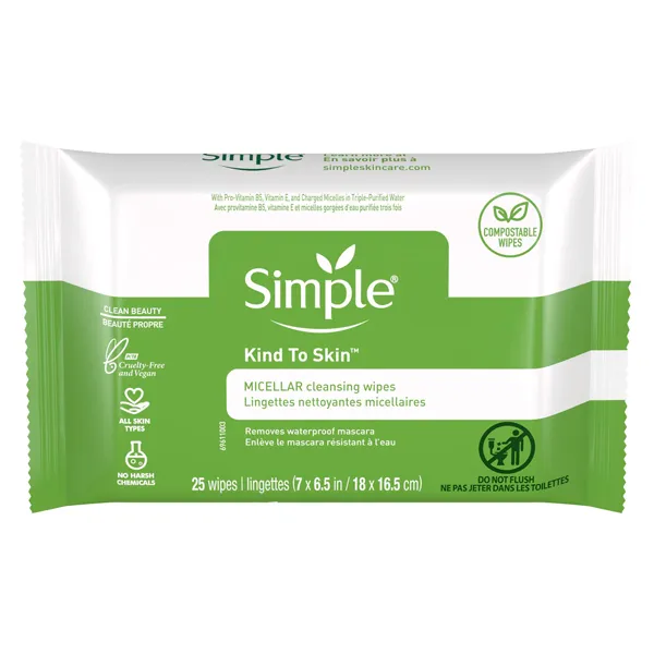 Lenço Demaquilante Simple Kind to Skin Micellar - 25 Unidades