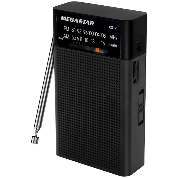 RADIO PORTATIL MEGASTAR CX17 FM AM PILHA PRETO