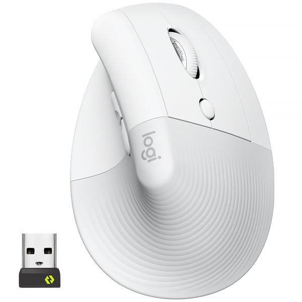 MOUSE LOGITECH LIFT VERTICAL ERGONOMICO WIRELESS USB OPTICO BRANCO/SIL