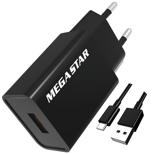 CARREGADOR  USB USB-C P/ CELULAR MEGASTAR CH400N 1SAIDA PRETO