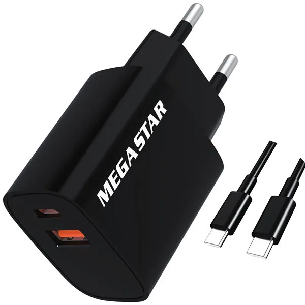 CARREGADOR  USB USB-C P/ CELULAR MEGASTAR CH500N 2SAIDA PRETO