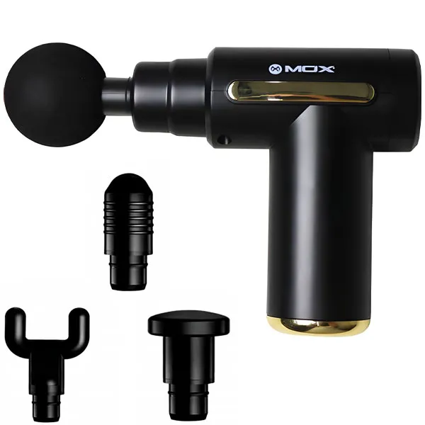 Massageador Muscular MOX MO-MG60 com 4 Cabeças Recarregável - Preto/Dourado