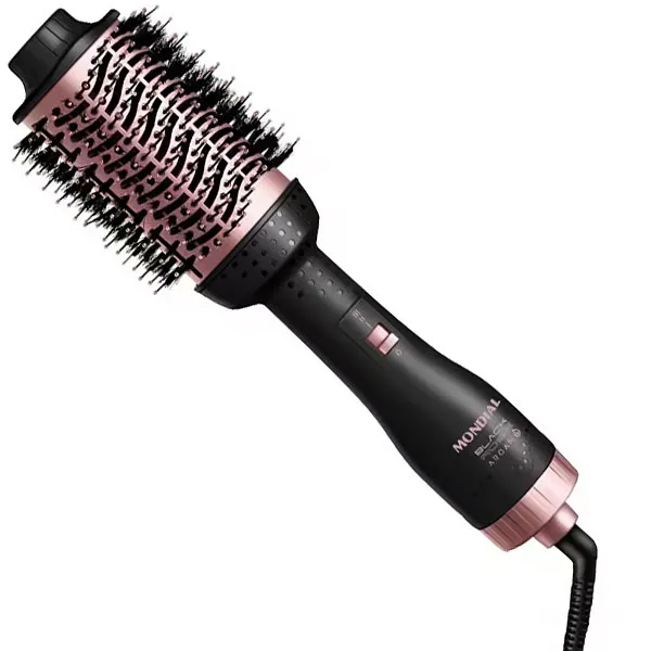 ESCOVA CABELO MONDIAL ES-14-BI BLACK ROSE 3EM1 1200WATTS 2V PRETO/ROSA