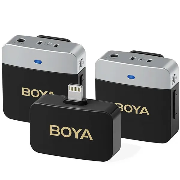 MICROFONE LAPELA BOYA BY-M1V6 (2TX+1RX) WIRELESS LIGHTNING PRETO