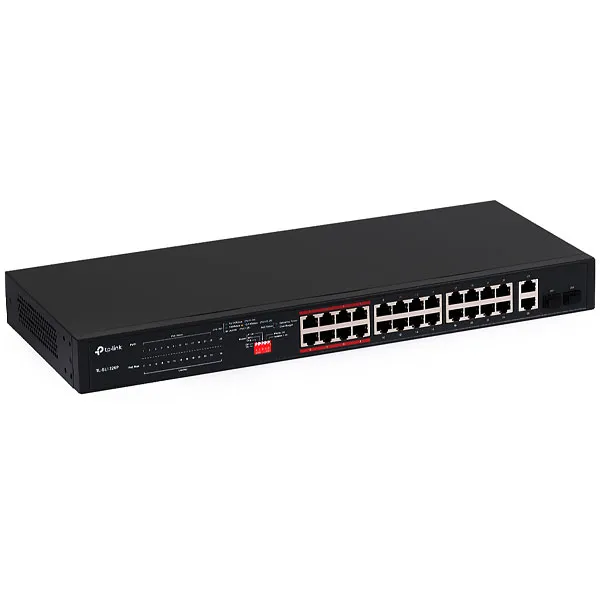Switch TP-Link TL-SL1226MP com 24 Portas Ethernet de 10/100 /  Mbps - Preto