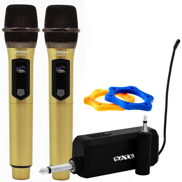 MICROFONE SATELLITE A-MK1202 SEM/FIO DOURADO/PRETO