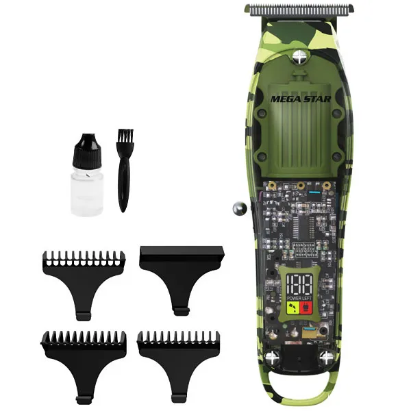 Máquina de Cortar Cabello MegaStar QWE022 Recargable - Transparente/Camuflado