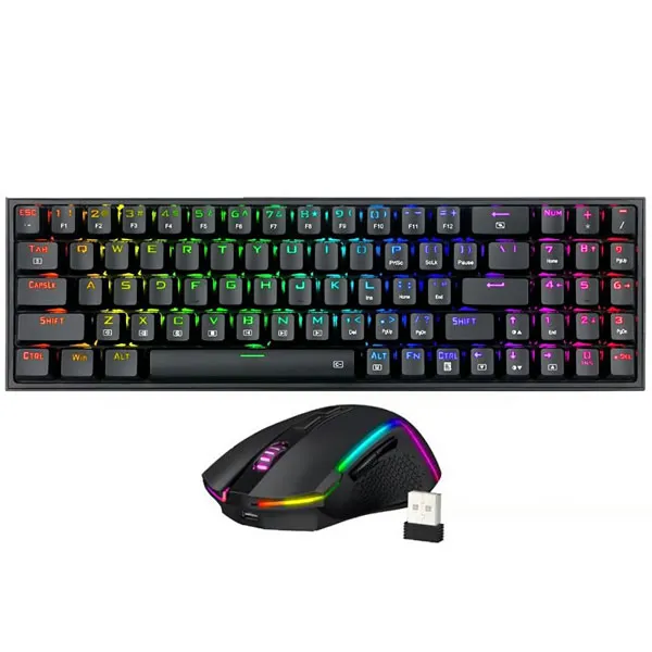 TECLADO REDRAGON S136 RGB COMBO GAMING INGLES+MOUSE PRETO