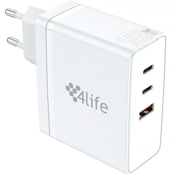Adaptador de Enchufe 4life FL75140CCAGW USB/2 USB-C de 140 watts - Blanco