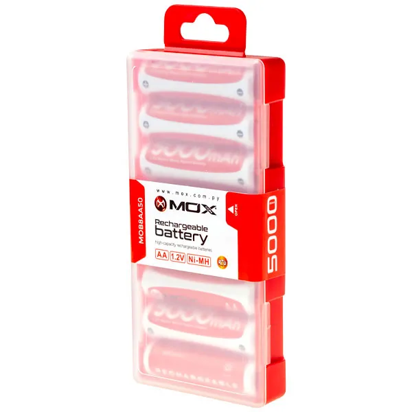 Pilha Recarregável AA MOX MOB8AA50 de 5.000 mAh 1.2V - 8 Unidades