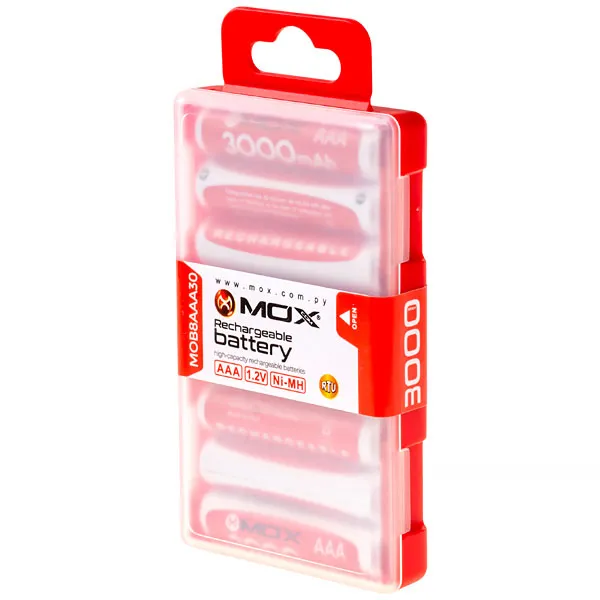 PILHA MOX RECARREGAVEL MOB8AAA30 3000MAH AAA C/8UNIDADES