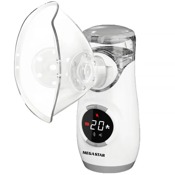 NEBULIZADOR MEGASTAR MY126A 10ML DIGITAL RECARREGAVEL BRANCO/CINZA