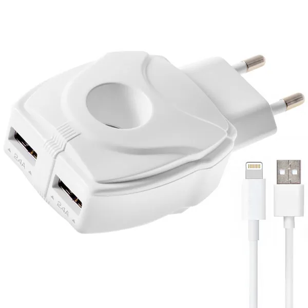 CARREGADOR  USB LIGHTNING P/ CELULAR MOXOM MX-HC62 2SAIDA BRANCO