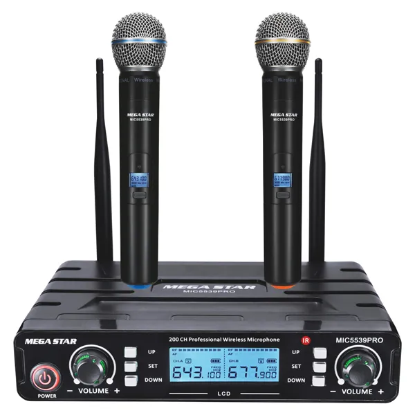 MICROFONE MEGASTAR MIC5539 PRO SEM/FIO 2V PRETO