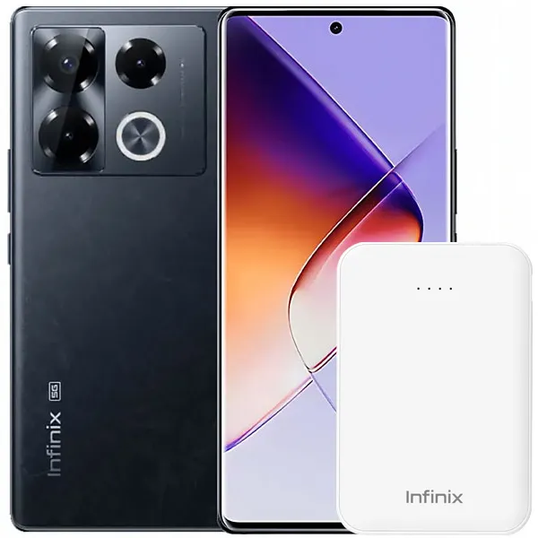 Smartphone Infinix NOTE 40 Pro 5G NFC Dual SIM de 256GB/8GB RAM de 6.78" 108+2+2MP/32MP - Obsidian Black + Carregador Portátil Wireless