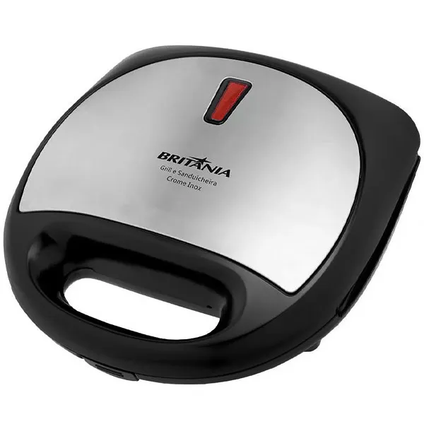 Sanduicheira e Grill Britânia Crome Inox 750 watts 127V ~ 60Hz - Preta/Prata