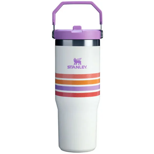 Garrafa Térmico Stanley The IceFlow Flip Straw Tumbler de 887 ml - Cream Lilac Stripe