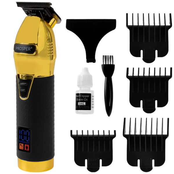 MAQUINA  PROSPER P-2130 HAIR CLIPPER RECARREGAVEL 2V PRETO/DOURADO