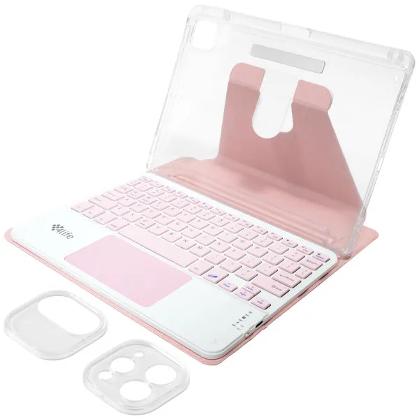 Capa + Teclado Magnético para iPad Pro de 11" 4life FL11P360CTP - Rosa/Branco/Transparente (Inglês)