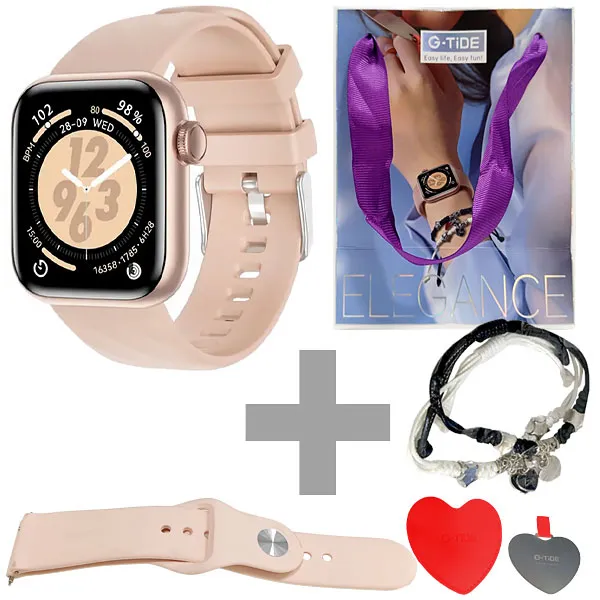 RELOGIO G-TIDE ELEGANCE SMART WATCH DOURADO/ROSA +BOLSA