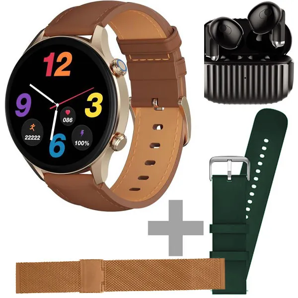 RELOGIO G-TIDE R2 PRO SMART WATCH DOURADO +FONE H21 PRETO