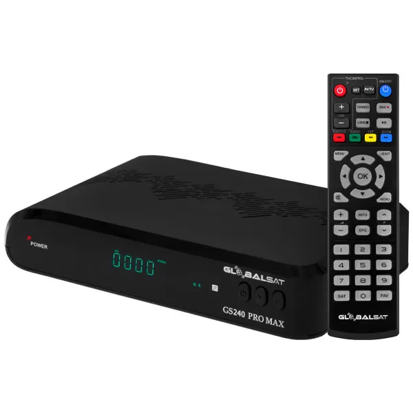RECEPTOR FTA GLOBALSAT GS240 PRO MAX WIFI EMBUTIDO PRETO