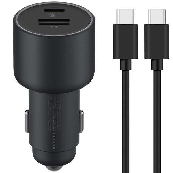 Cargador para Auto Xiaomi 67W Car Charger CC07ZM USB/USB-C + Cable USB-C - Negro