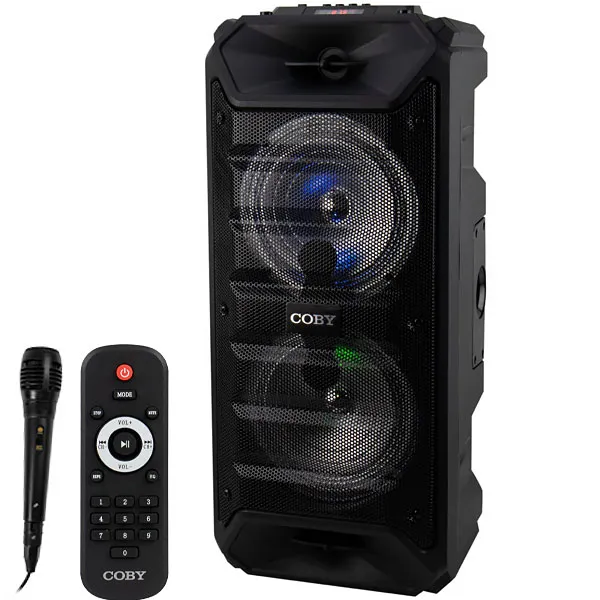CAIXA KARAOK COBY CY3376-260 USB BLUETOOTH 1MICROFONE 15000WATTS PRETO