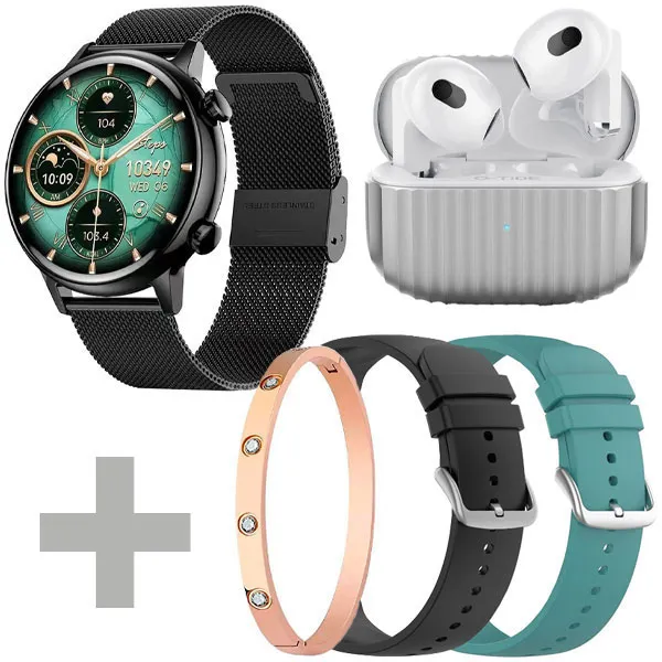 RELOGIO G-TIDE ROMANCE LADY TIME AMOLED SMART WATCH PRETO+FONE H21 SIL