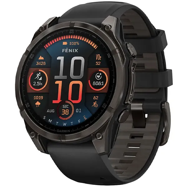 Smartwatch Garmin Fenix 8 AMOLED Sapphire 010-02904-20 47 mm com GPS/Wi-Fi - Preto/Cinza